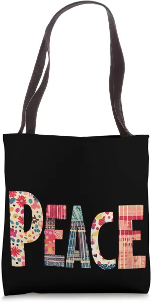 Peace Colorful Patchwork Design Tote Bag