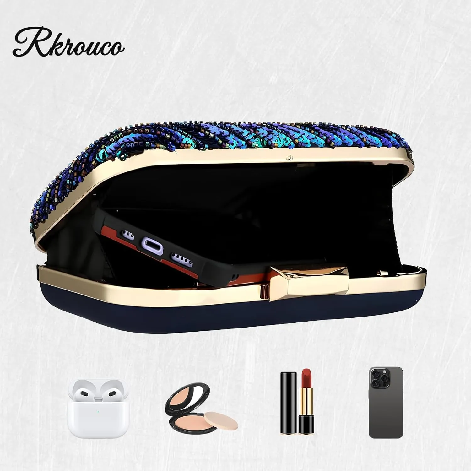 Peacock Evening Bags Clutch Purse for Women Bead Sequins Vintage Purses Crossbody Handbags with Detachable Chains