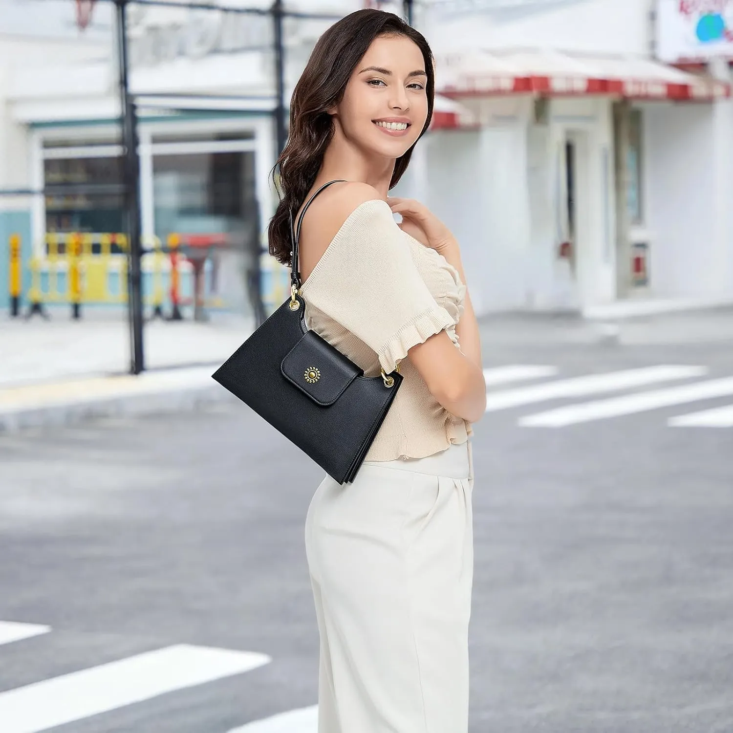 Peacocktion Small Shoulder Bags, Crossbody Purses for Women Vegan Leather Handbag Hobo Purse, 2 Straps