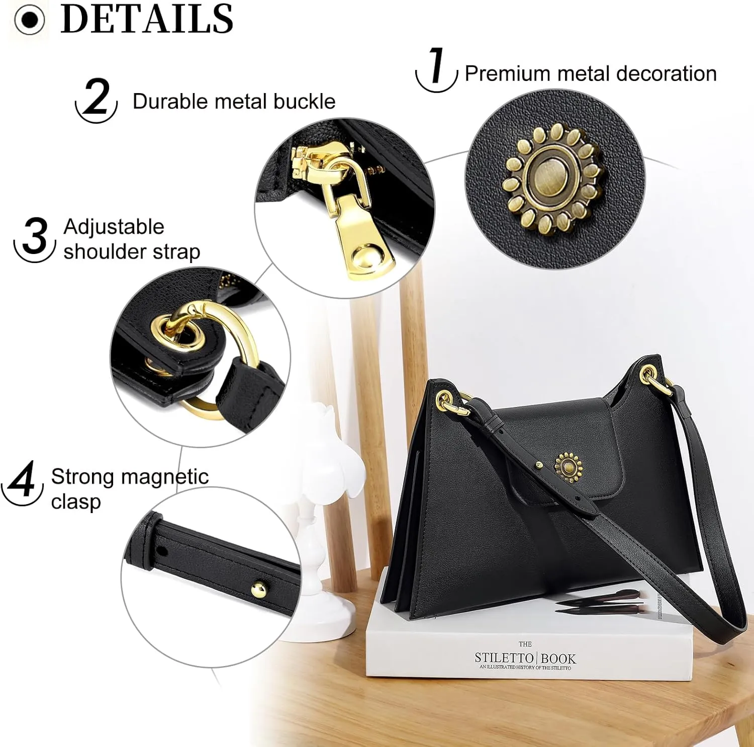 Peacocktion Small Shoulder Bags, Crossbody Purses for Women Vegan Leather Handbag Hobo Purse, 2 Straps