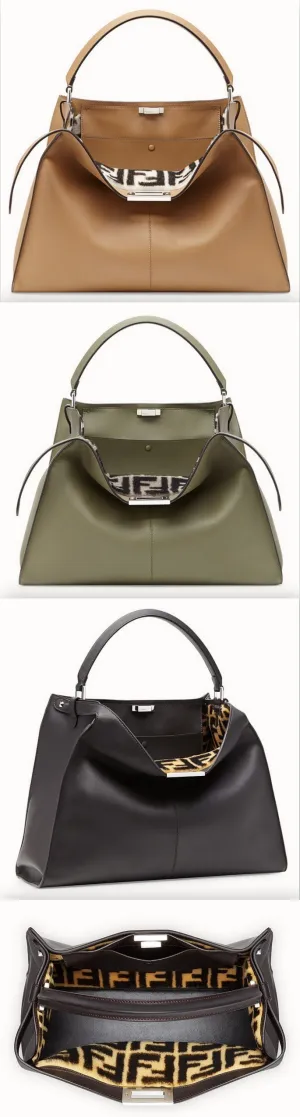 Peekaboo X-Lite Leather Bag - Beige, Green, Black