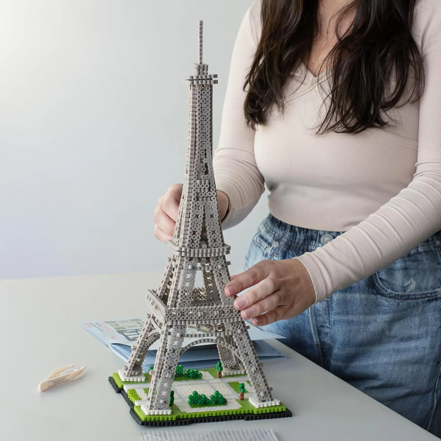 Perler 80-57243 Eiffel Tower 3D Fused Bead Craft Activity Kit, 4" W x 17.5" H, Multicolor, 8009 Pieces