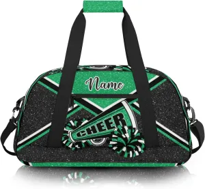Personalized Cheer Bag with Name, Custom Cheerleader Duffle Bag for Women, Gym Travel Bag for Cheerleaders (Green)