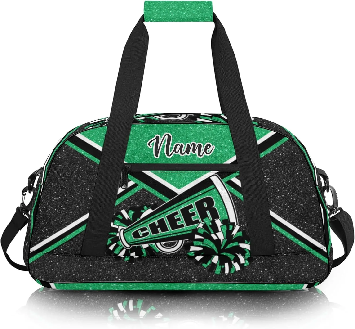 Personalized Cheer Bag with Name, Custom Cheerleader Duffle Bag for Women, Gym Travel Bag for Cheerleaders (Green)