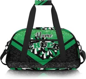 Personalized Cheer Duffle Bag for Cheerleaders, Custom Cheerleading Gym Bag for Women, Cheer Duffel Bag with Name (Green&Black)