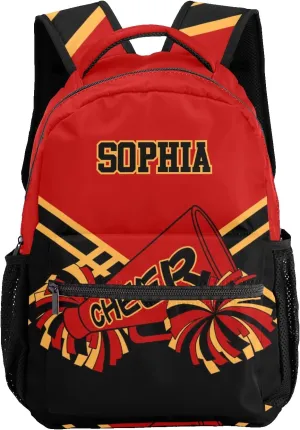 Personalized Cheerleader Red Black Custom Backpack Waterproof Multifunctional Daypack with Name Gift