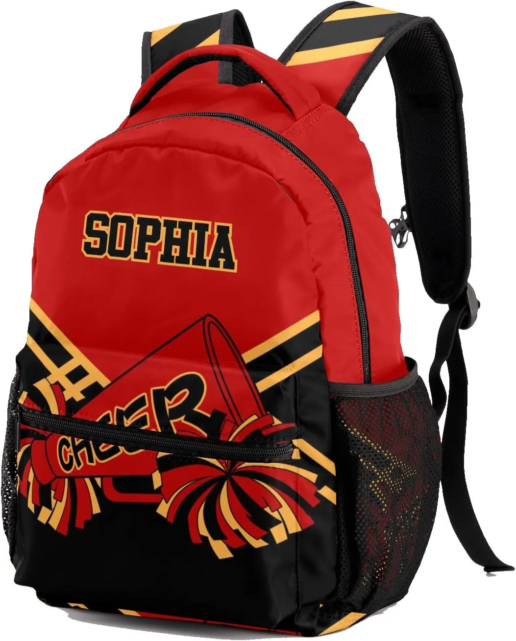 Personalized Cheerleader Red Black Custom Backpack Waterproof Multifunctional Daypack with Name Gift