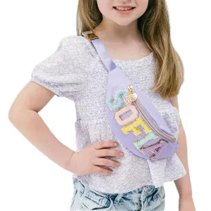 Personalized Fanny Pack Kids Nylon Fanny Bag with Chenille Name Patch Custom Nylon Fanny Pack Gifts for Girls Boys Toddles Bridesmaid Birthday Christmas
