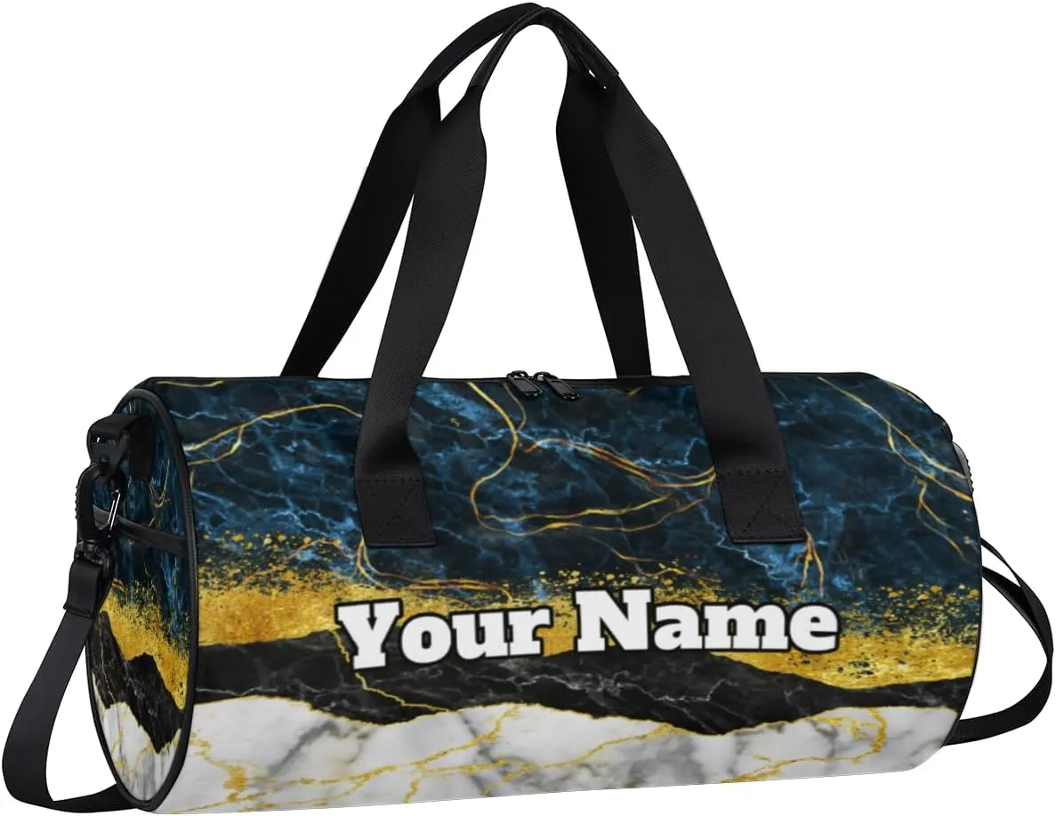 Personalized Fashion Marble Sport Gym Bag, Custom Name Duffel Bags for Men, Waterproof Custom Sport Duffel Bag, Gymnastics Dance, Marble