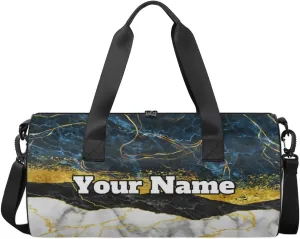 Personalized Fashion Marble Sport Gym Bag, Custom Name Duffel Bags for Men, Waterproof Custom Sport Duffel Bag, Gymnastics Dance, Marble