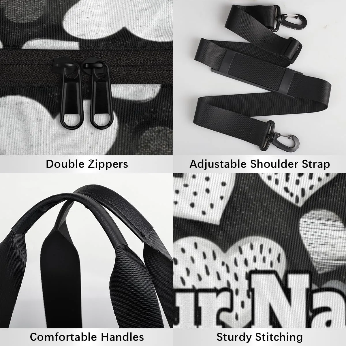 Personalized Hearts Sport Gym Bag, Custom Name Duffel Bags for Men, Waterproof Custom Sport Duffel Bag, Gymnastics Dance, Valentine