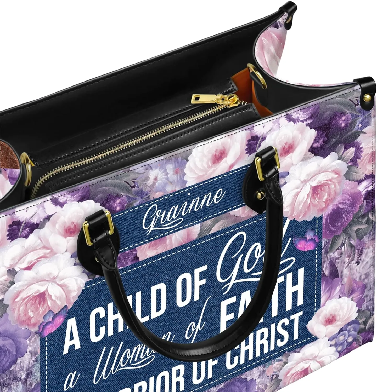 Personalized Leather Handbag for Women, Custom Name Church Bag, Christian Gifts, Mother's Day Gift for God Lovers