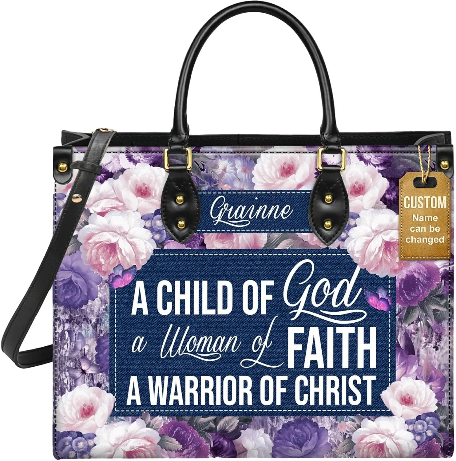 Personalized Leather Handbag for Women, Custom Name Church Bag, Christian Gifts, Mother's Day Gift for God Lovers