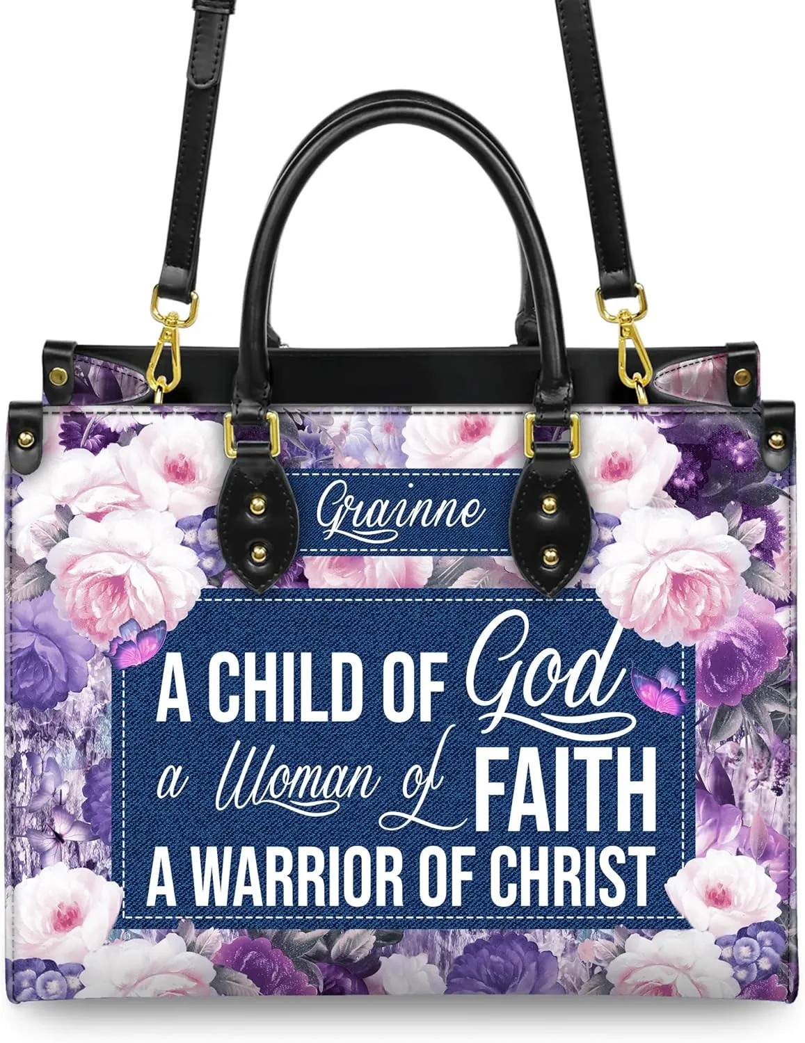 Personalized Leather Handbag for Women, Custom Name Church Bag, Christian Gifts, Mother's Day Gift for God Lovers