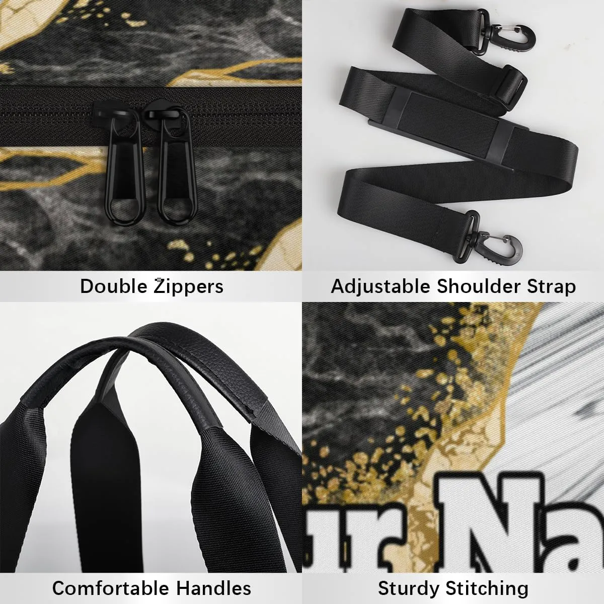 Personalized Marble Sport Gym Bag, Custom Name Duffel Bags for Men, Waterproof Custom Sport Duffel Bag, Gymnastics Dance,