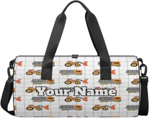 Personalized Name Gym Bag for Women, Customized Cartoon Excavator Cylinder Sports Bags for Men, Waterproof Weekender Bag, Duffle Bags for Travel Swim Dance, Truck Car