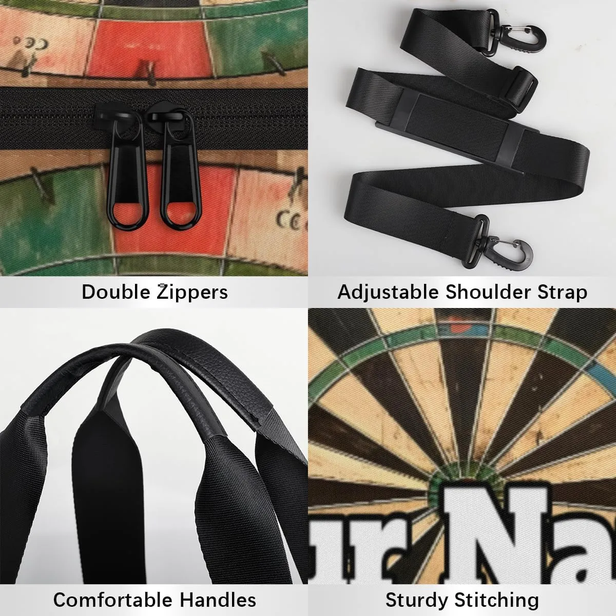 Personalized Name Gym Bag for Women, Customized Darts Board Cylinder Sports Bags for Men, Waterproof Weekender Bag, Duffle Bags for Travel Swim Dance, Darts Arrows
