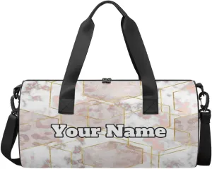 Personalized Pink Marble Texture Sport Gym Bag, Custom Name Duffel Bags for Men, Waterproof Custom Sport Duffel Bag, Gymnastics Dance, Marble