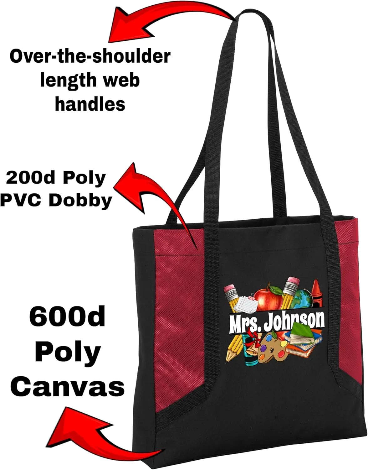 Personalized Teacher Tote Bag - Teacher Bag Daily Use - Teacher Appreciation Gifts - Teacher Tote Bag