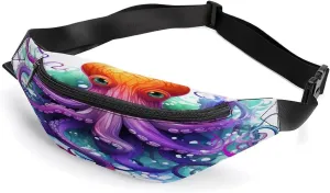 Personalized Waist Packs with Adjustable Strap,Colorful Octopus CrossBody Fanny Pack Casual Bag for Travel Sports Running Hiking