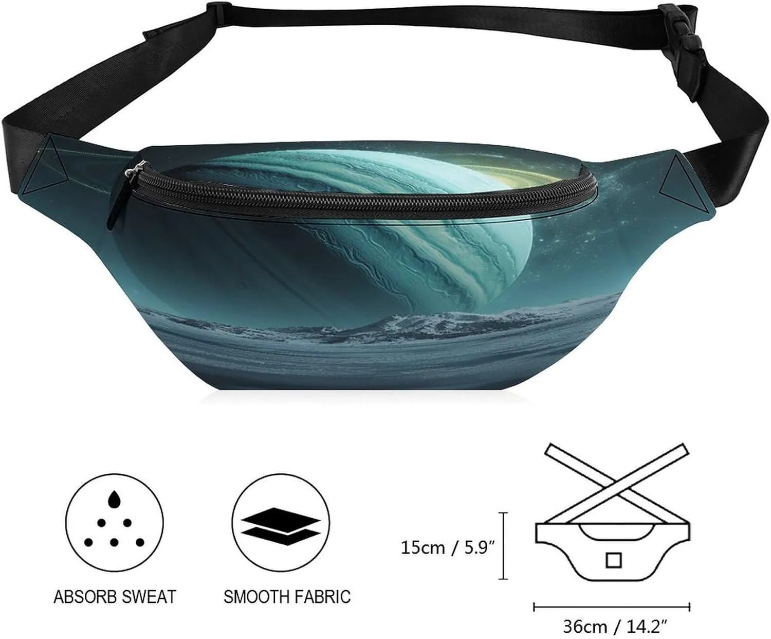 Personalized Waist Packs with Adjustable Strap,Uranus CrossBody Fanny Pack Casual Bag for Travel Sports Running Hiking