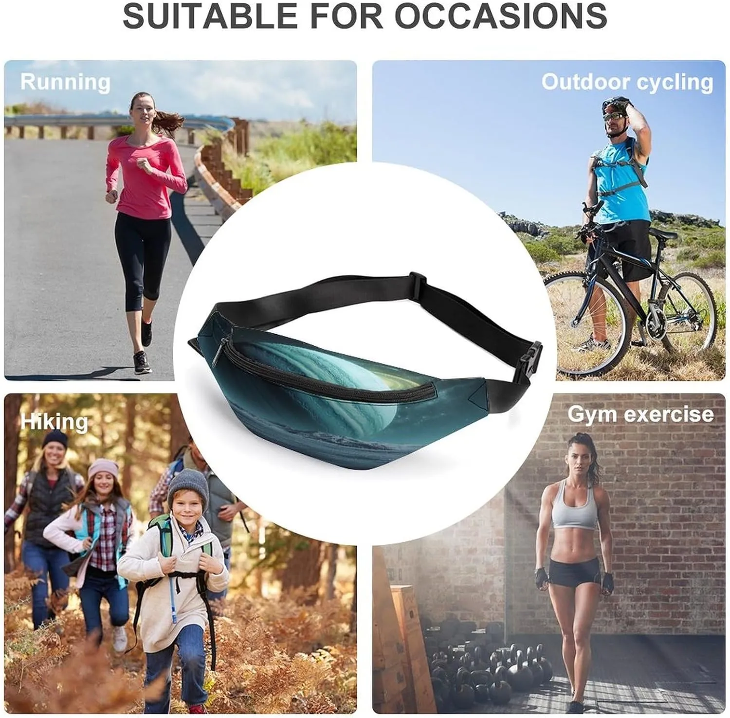 Personalized Waist Packs with Adjustable Strap,Uranus CrossBody Fanny Pack Casual Bag for Travel Sports Running Hiking