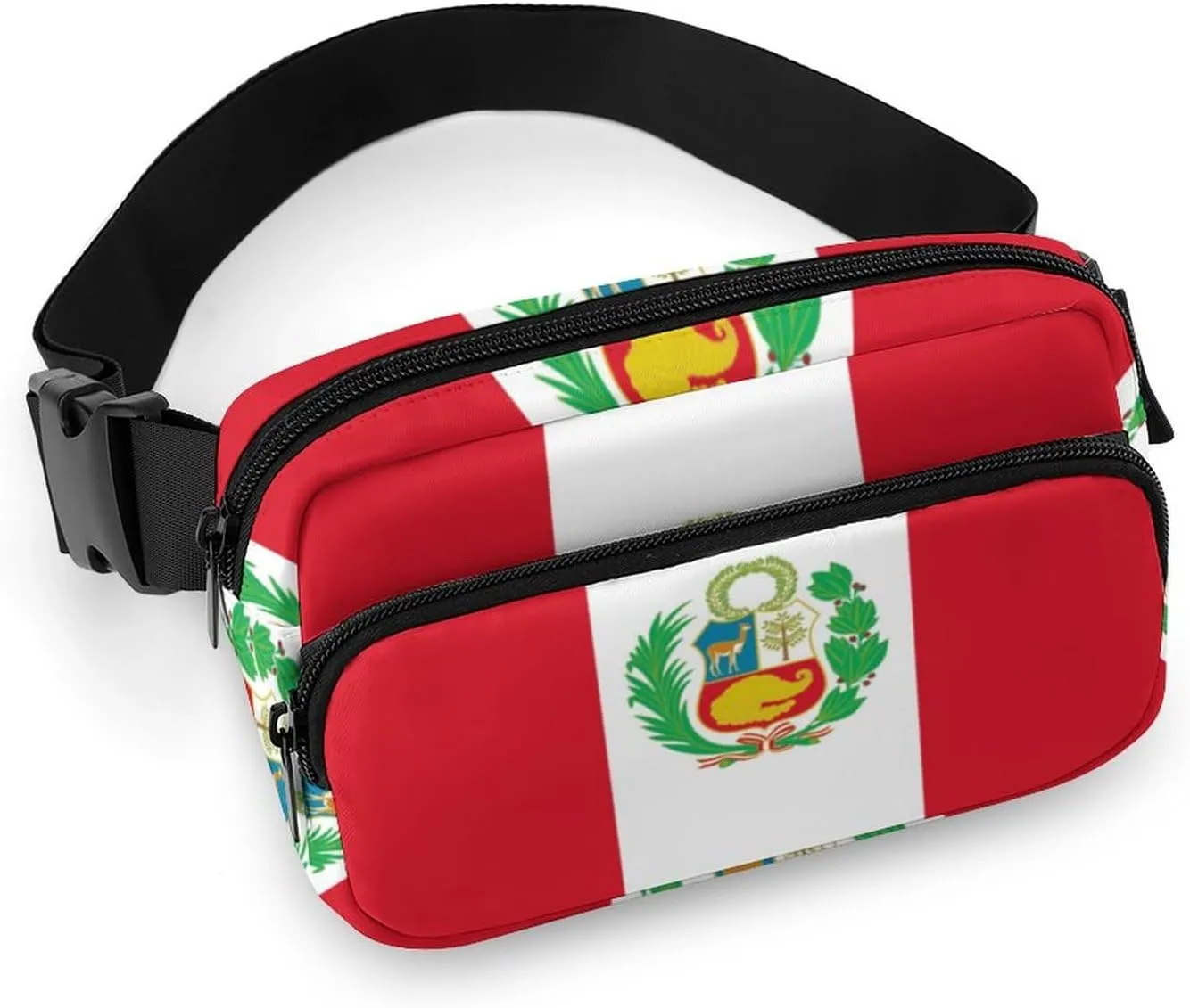 Peruvian Flag Fanny Pack Adjustable Bum Bag Crossbody Double Layer Waist Bag for Halloween