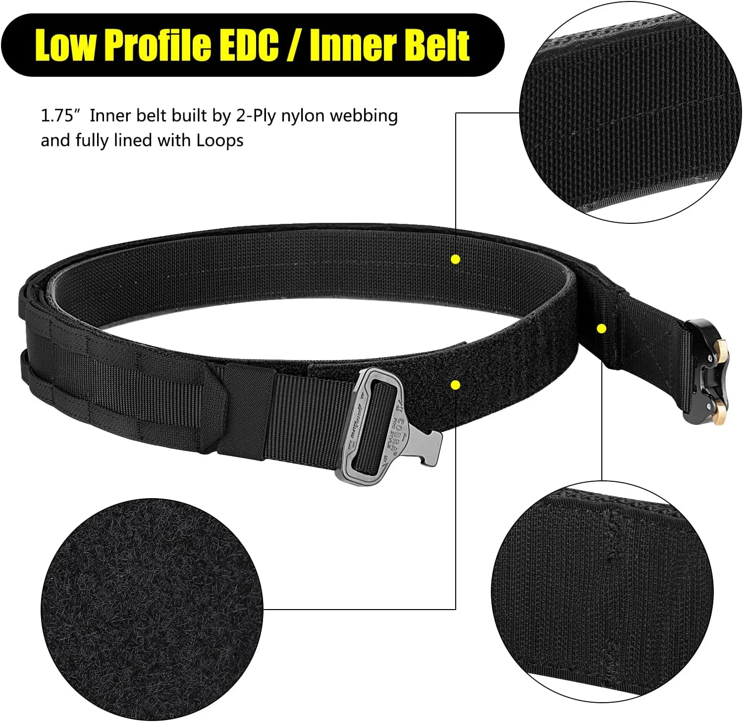 PETAC GEAR Tactical Battle Belt with Cobra Buckle | Heavy Duty Rigger Gun Belts |1.75" Inner Outer Molle Belt.