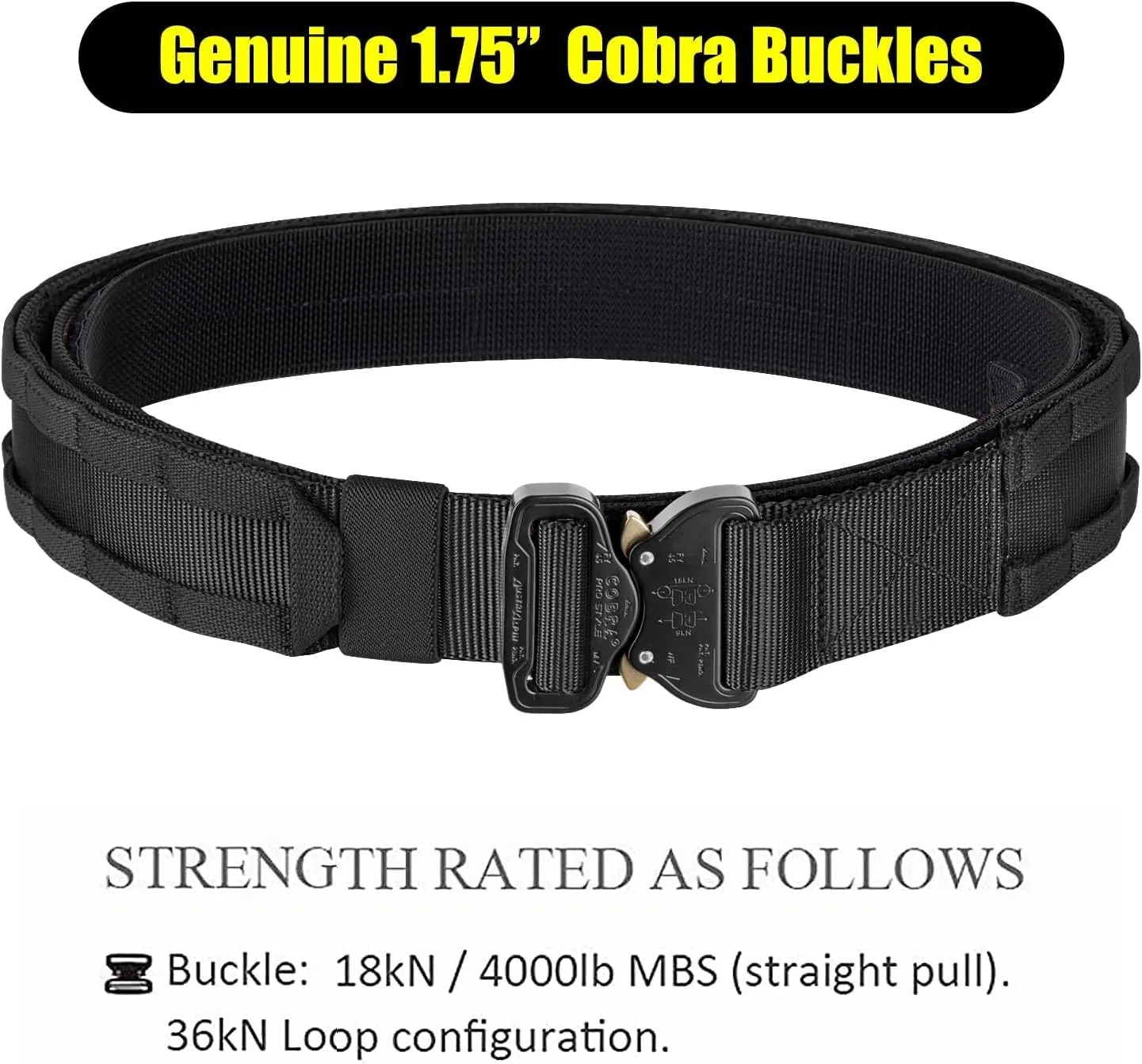 PETAC GEAR Tactical Battle Belt with Cobra Buckle | Heavy Duty Rigger Gun Belts |1.75" Inner Outer Molle Belt.