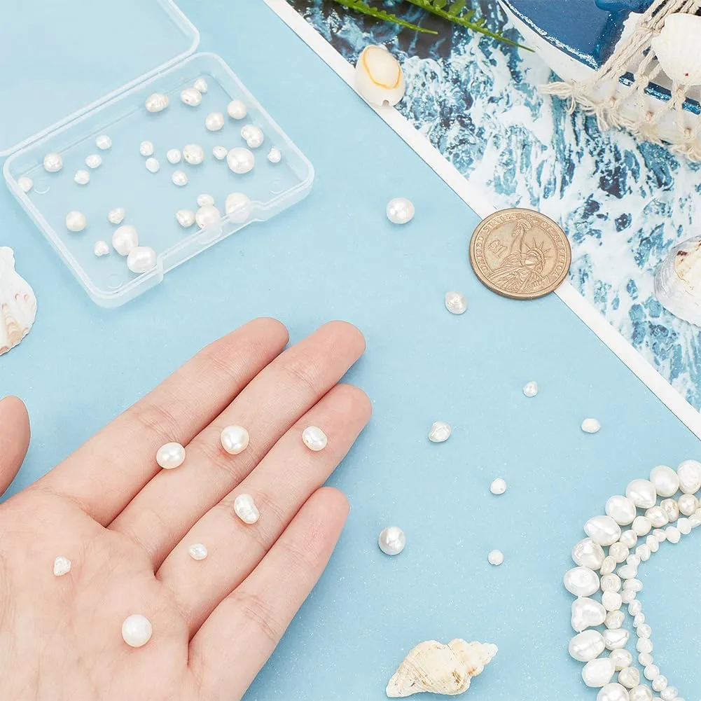 PH PandaHall 110pcs 3 Sizes Freshwater Pearl Beads Natural Cultured Irregular Pearl Genuine Real Gemstone Bead with Holes for Jewellery Making Bracelets Necklaces Crafts Vase Filler, 2.5~8mm