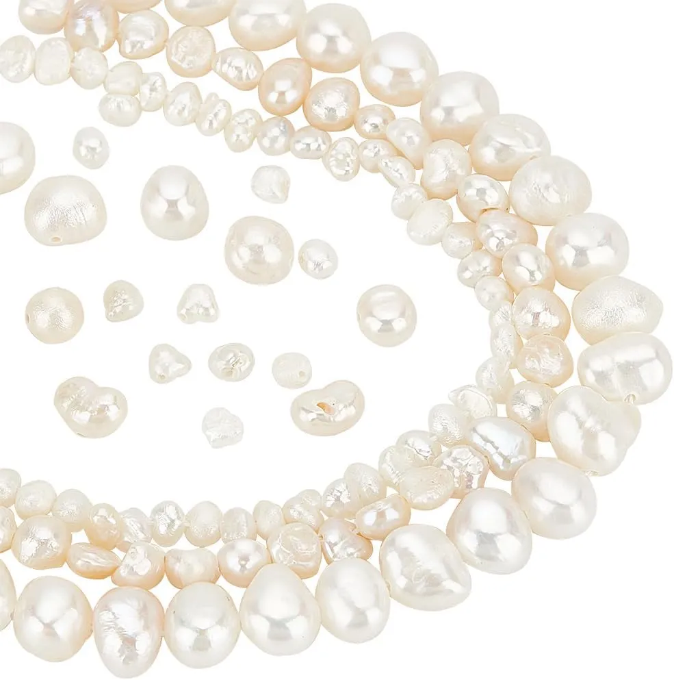 PH PandaHall 110pcs 3 Sizes Freshwater Pearl Beads Natural Cultured Irregular Pearl Genuine Real Gemstone Bead with Holes for Jewellery Making Bracelets Necklaces Crafts Vase Filler, 2.5~8mm
