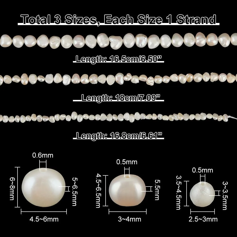 PH PandaHall 110pcs 3 Sizes Freshwater Pearl Beads Natural Cultured Irregular Pearl Genuine Real Gemstone Bead with Holes for Jewellery Making Bracelets Necklaces Crafts Vase Filler, 2.5~8mm