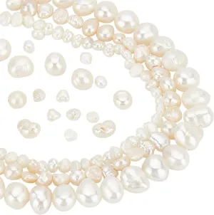 PH PandaHall 110pcs 3 Sizes Freshwater Pearl Beads Natural Cultured Irregular Pearl Genuine Real Gemstone Bead with Holes for Jewellery Making Bracelets Necklaces Crafts Vase Filler, 2.5~8mm