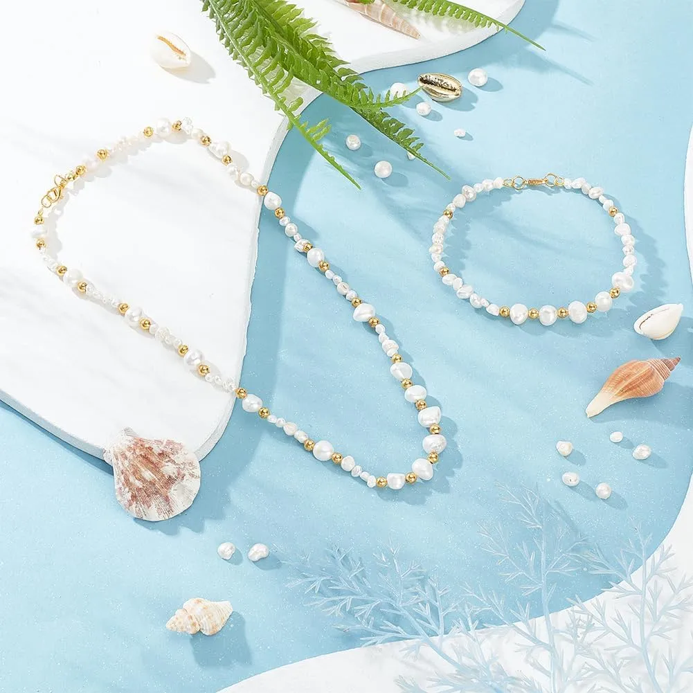 PH PandaHall 110pcs 3 Sizes Freshwater Pearl Beads Natural Cultured Irregular Pearl Genuine Real Gemstone Bead with Holes for Jewellery Making Bracelets Necklaces Crafts Vase Filler, 2.5~8mm