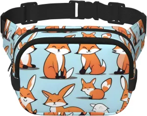 Phayah Fox In Different Poses Waist Pack Bag,Fanny Pack For Men,Women, Workout Traveling Casual Running Hiking Cycling, Bum Bag