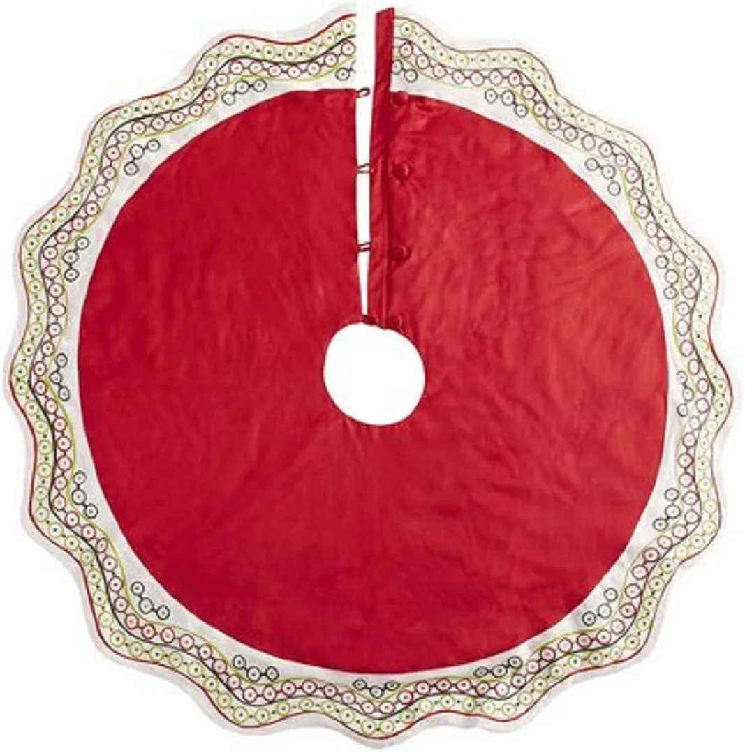 Pier 1 52 Inch Diameter Red Sequined Dots Christmas Tree Skirt