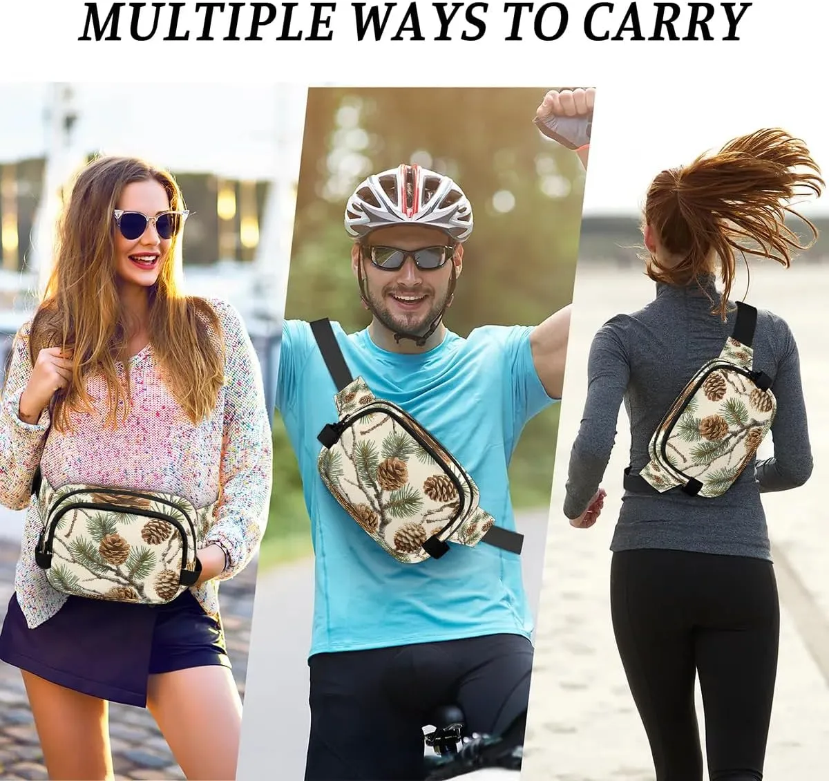 Pinecone Crossbody Bags for Women Trendy Waterproof Fanny Pack with Adjustable Strap Fanny Pack for Travel Shopping Running and Daily Use