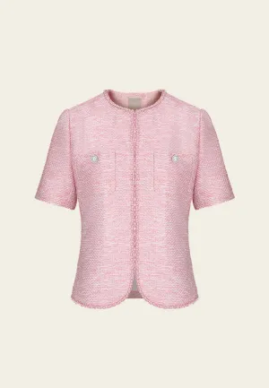Pink Patch-pocket Embellished Jacket