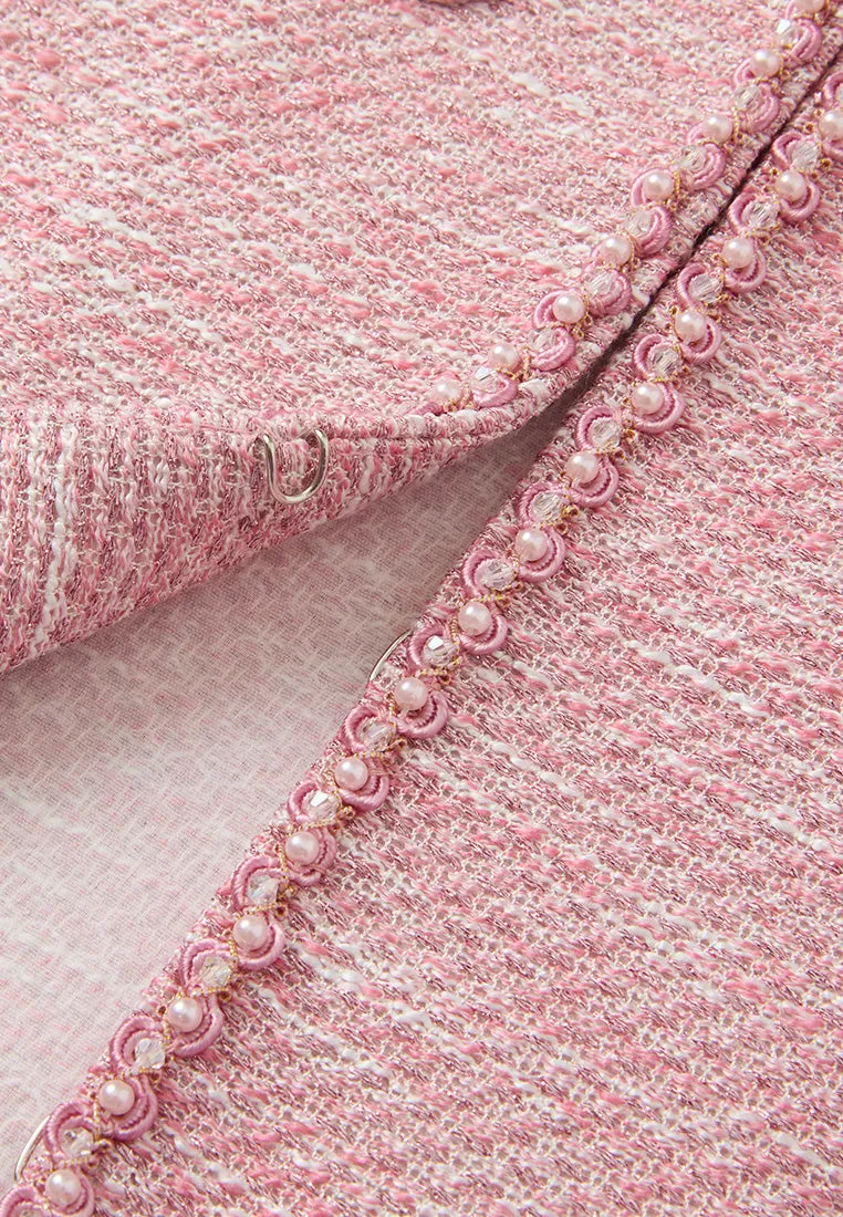 Pink Patch-pocket Embellished Jacket