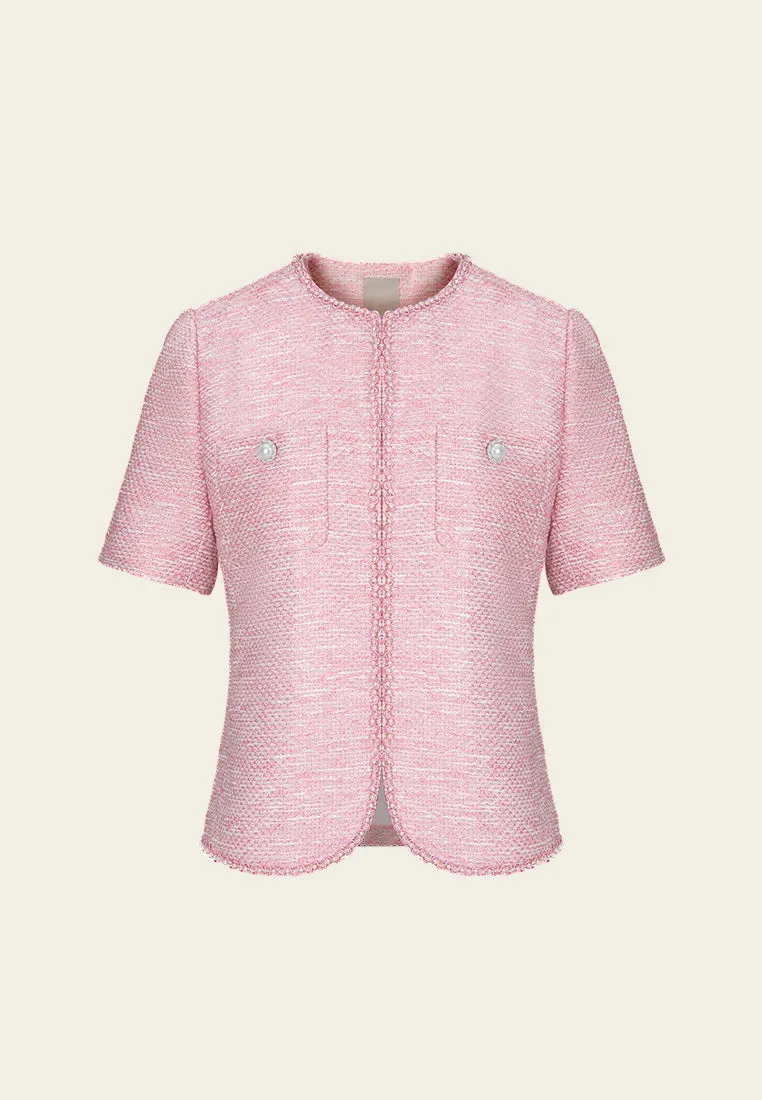Pink Patch-pocket Embellished Jacket