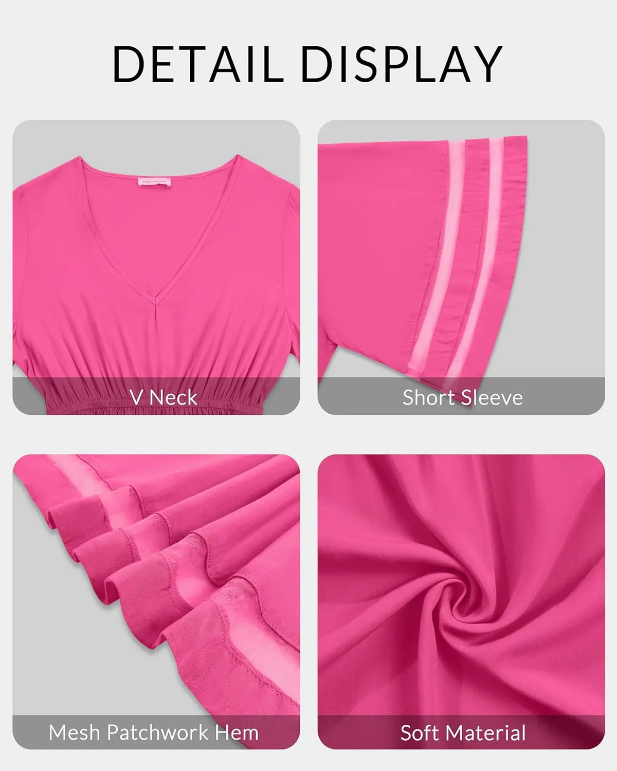 Pinup Fashion Swimsuit Beach Cover Ups Women - V Neck Short Sleeve Bathing Suit Coverup Summer Dress