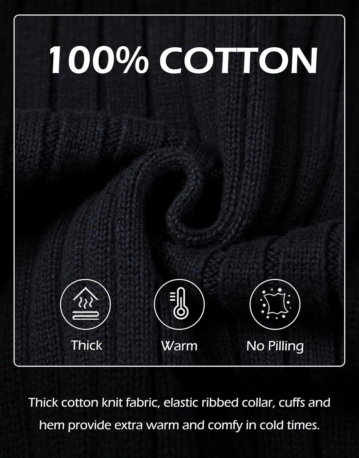 Pioneer Camp Men's Cable Knit Pullover Sweater Casual Long Sleeve Stand Collar Snap Button Knitted Sweaters Fall Winter
