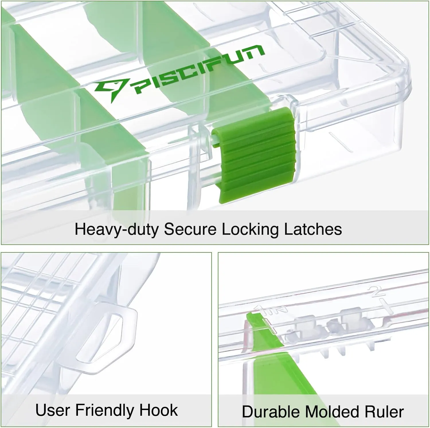 Piscifun Fishing Tackle Boxes, Tackle Trays with Waterproof Labels and Removable Dividers, 3600/3700 BPA-Free Plastic Clear Fishing Storage Organizer Boxes for Lures, 2 Packs/ 4 Packs