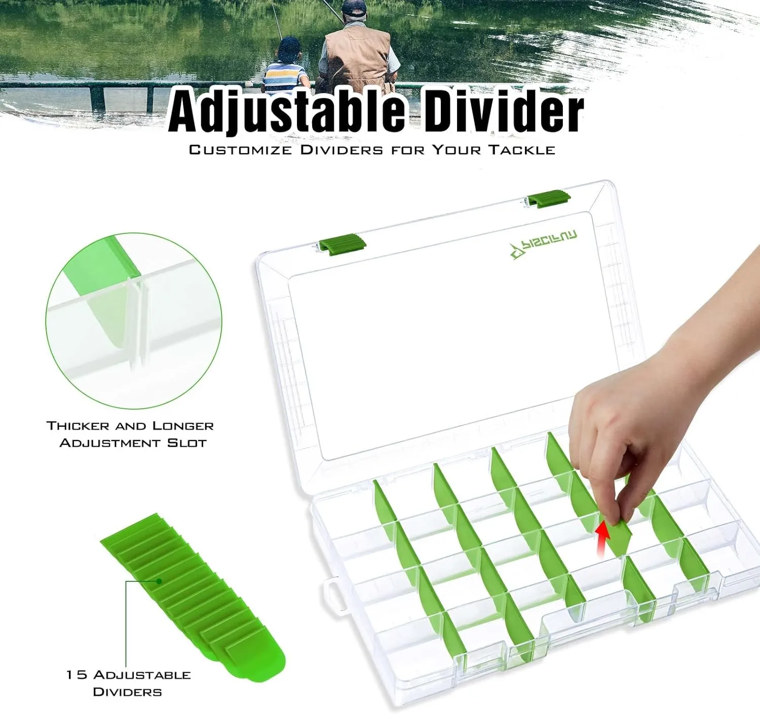 Piscifun Fishing Tackle Boxes, Tackle Trays with Waterproof Labels and Removable Dividers, 3600/3700 BPA-Free Plastic Clear Fishing Storage Organizer Boxes for Lures, 2 Packs/ 4 Packs