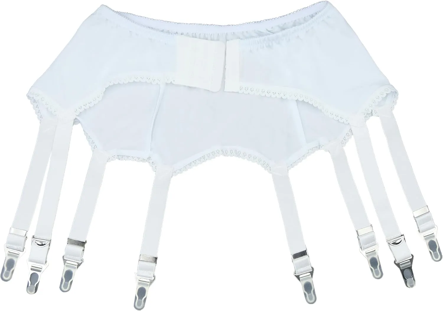 Plain Color 8 Straps Retro Garter Belt with Adjustable Suspender Metal Clips for Thigh High Stocking