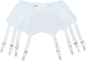 Plain Color 8 Straps Retro Garter Belt with Adjustable Suspender Metal Clips for Thigh High Stocking