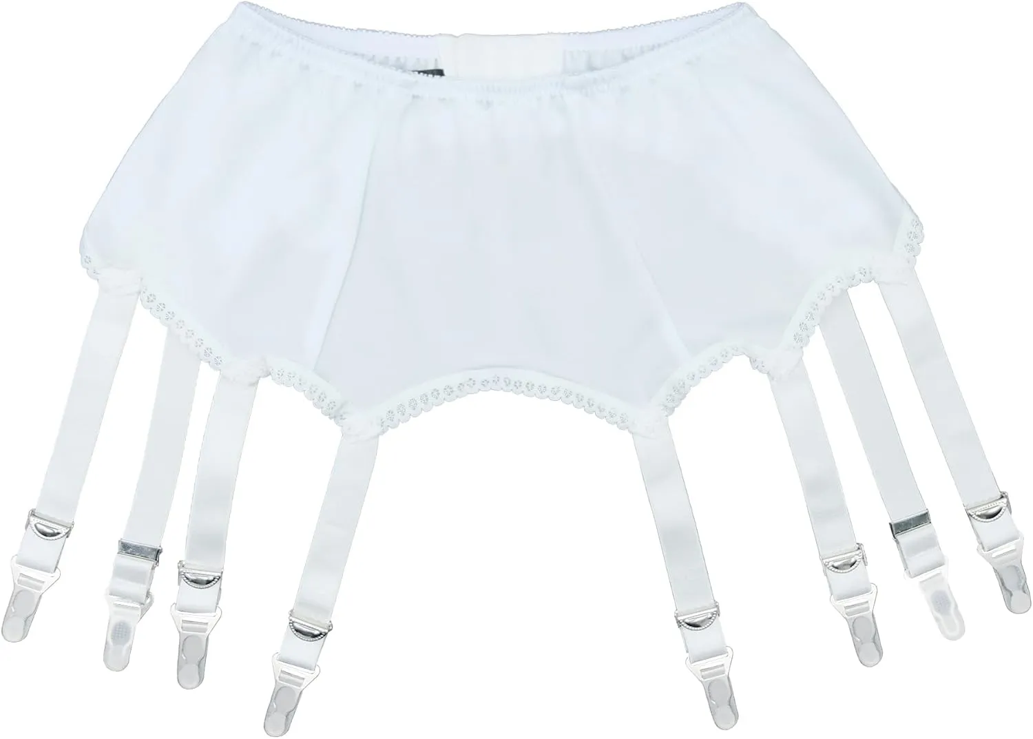 Plain Color 8 Straps Retro Garter Belt with Adjustable Suspender Metal Clips for Thigh High Stocking