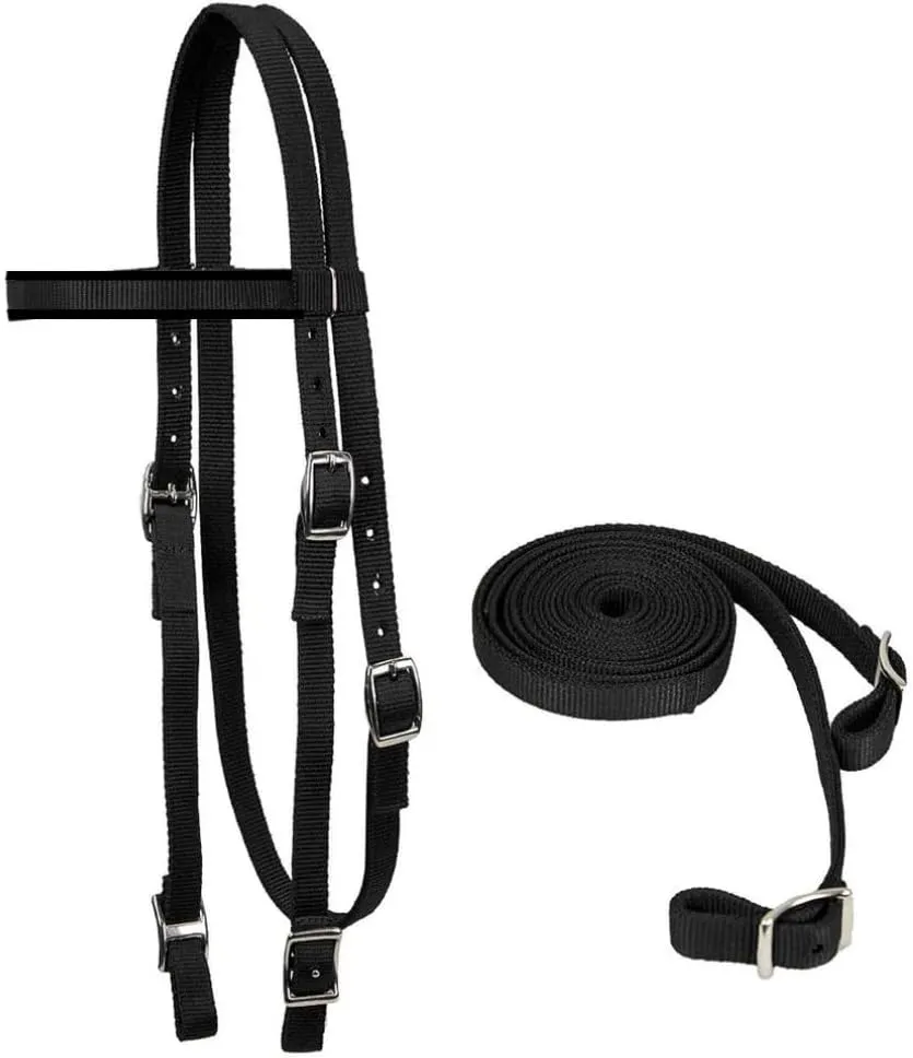 Plain Double Layer Nylon Headstall with Reins