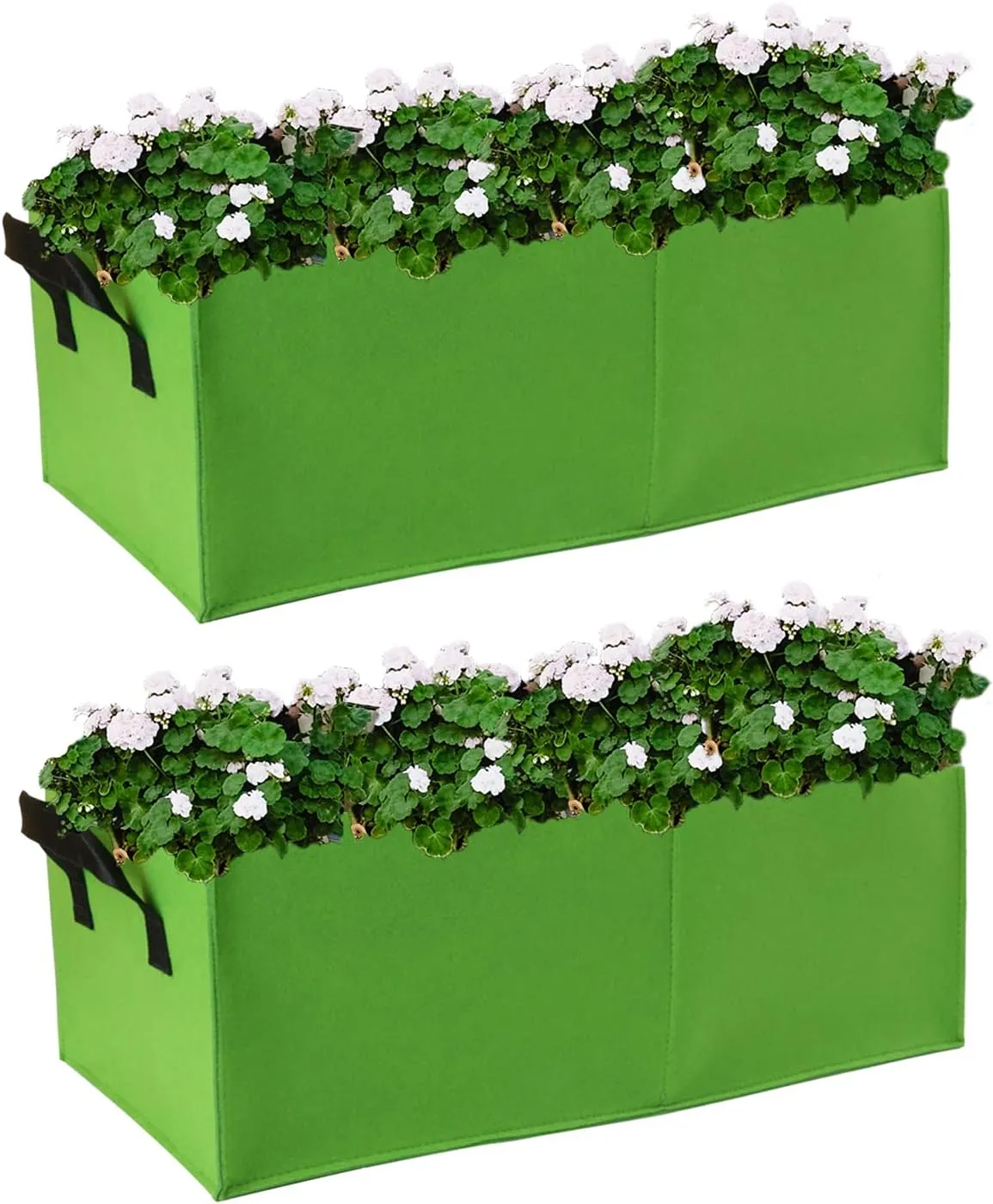 Plant Grow Bags, 2 Pack Fabric Raised Planting Bads, 2 Holes Rectangle Grow Bag, 10 Gallon Breathable Potato Tomato Planter Pots for Outdoor Vegetables Plant FlowersGreen-S