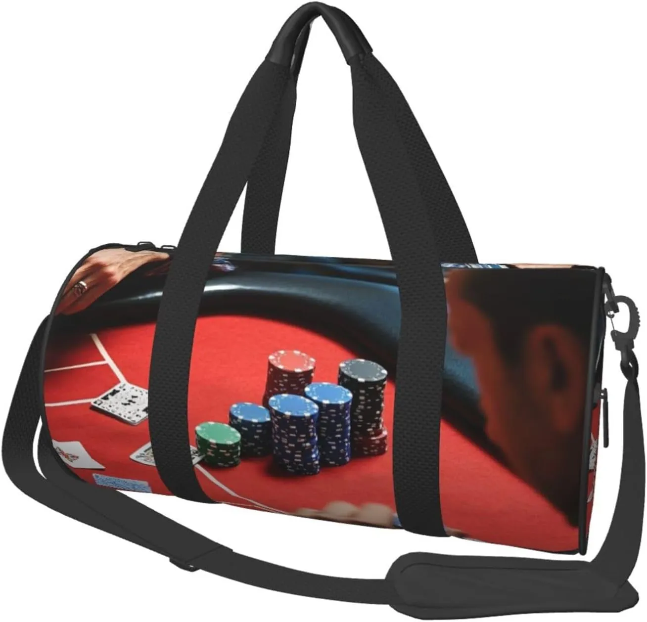 Poker Tournament Print Round Large Capacity Travel Luggage Bags,Men's and Women's Hand-Held Travel Clothing Bags